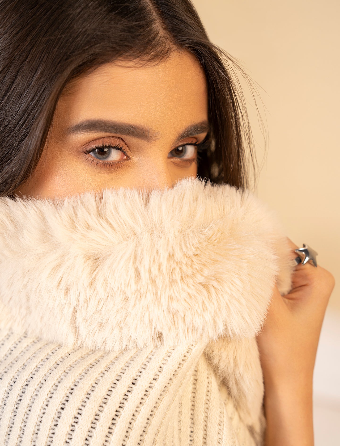 White Fur Neck Shrug