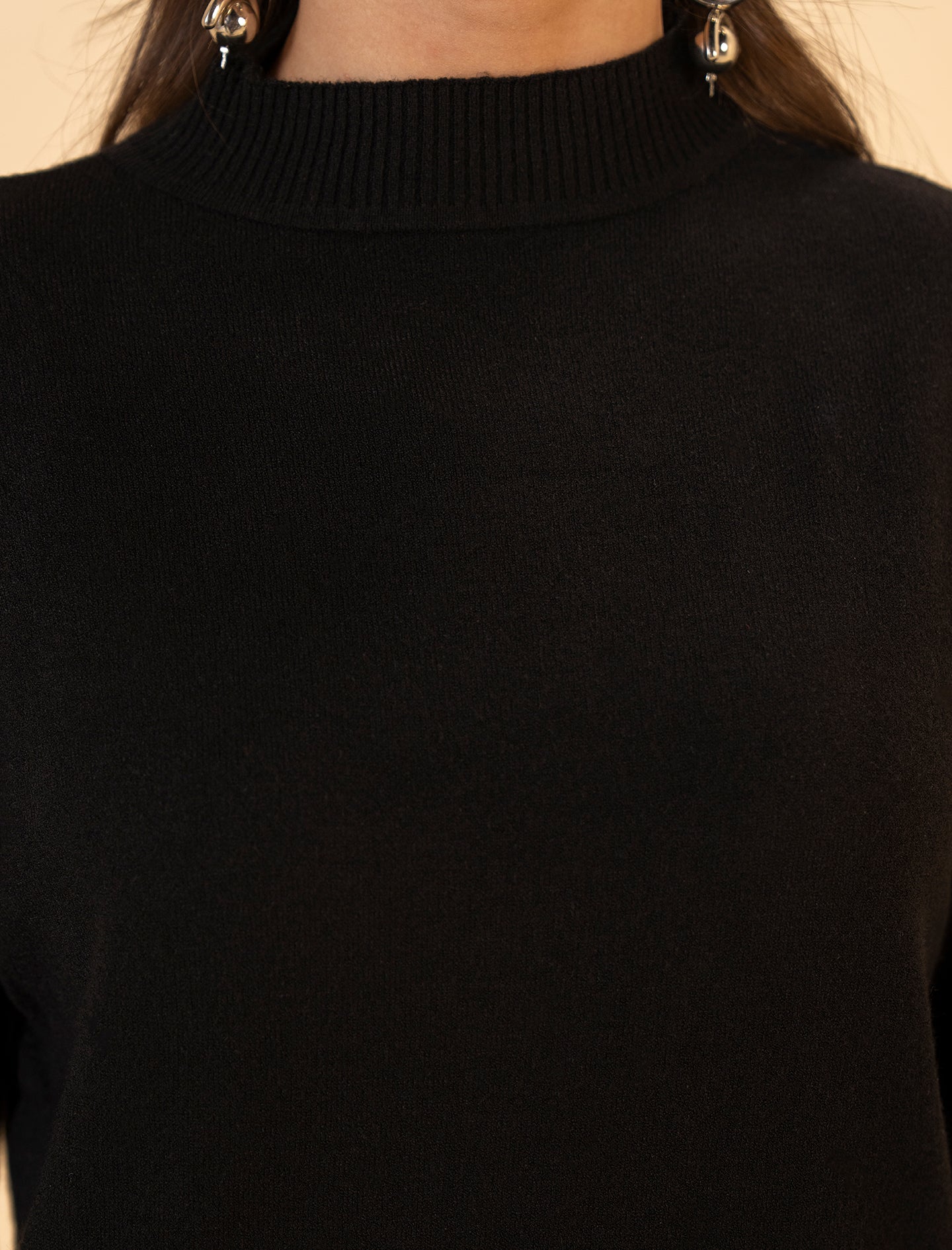 Black Mock Neck Midi Sweater