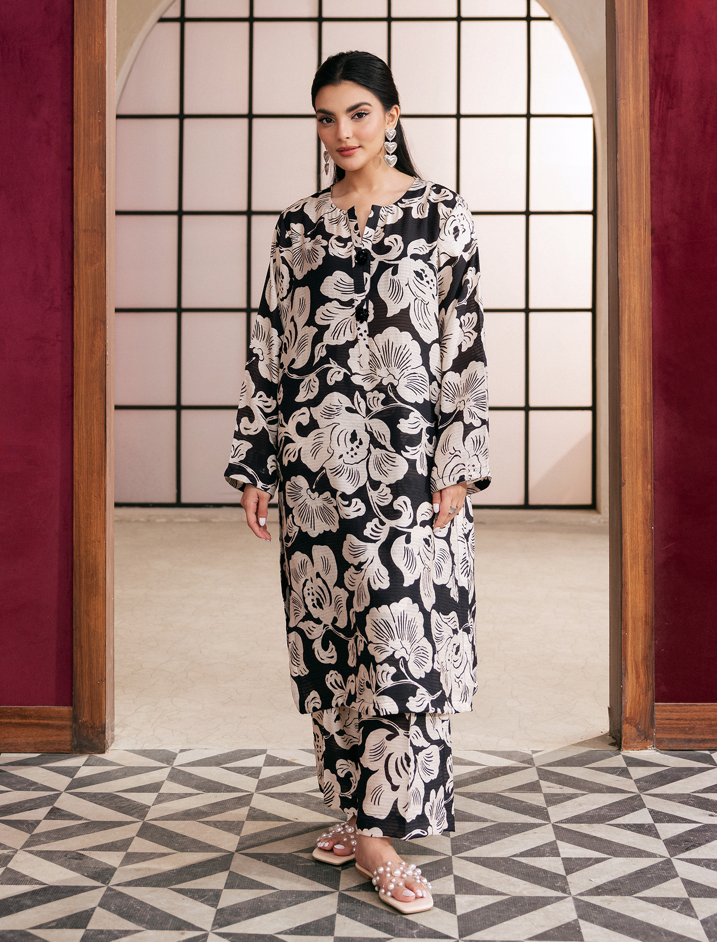 2Pc Printed Cotton-BLACK