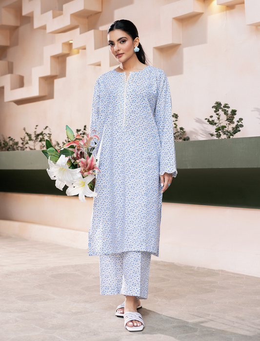 2Pc Printed Dense Floral-BLUE