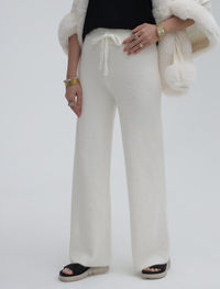 White Cozy Ribbed Trousers
