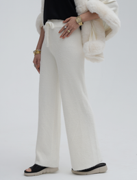 White Cozy Ribbed Trousers