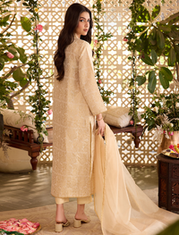 Jacquard Kurta-Embellished-BEIGE