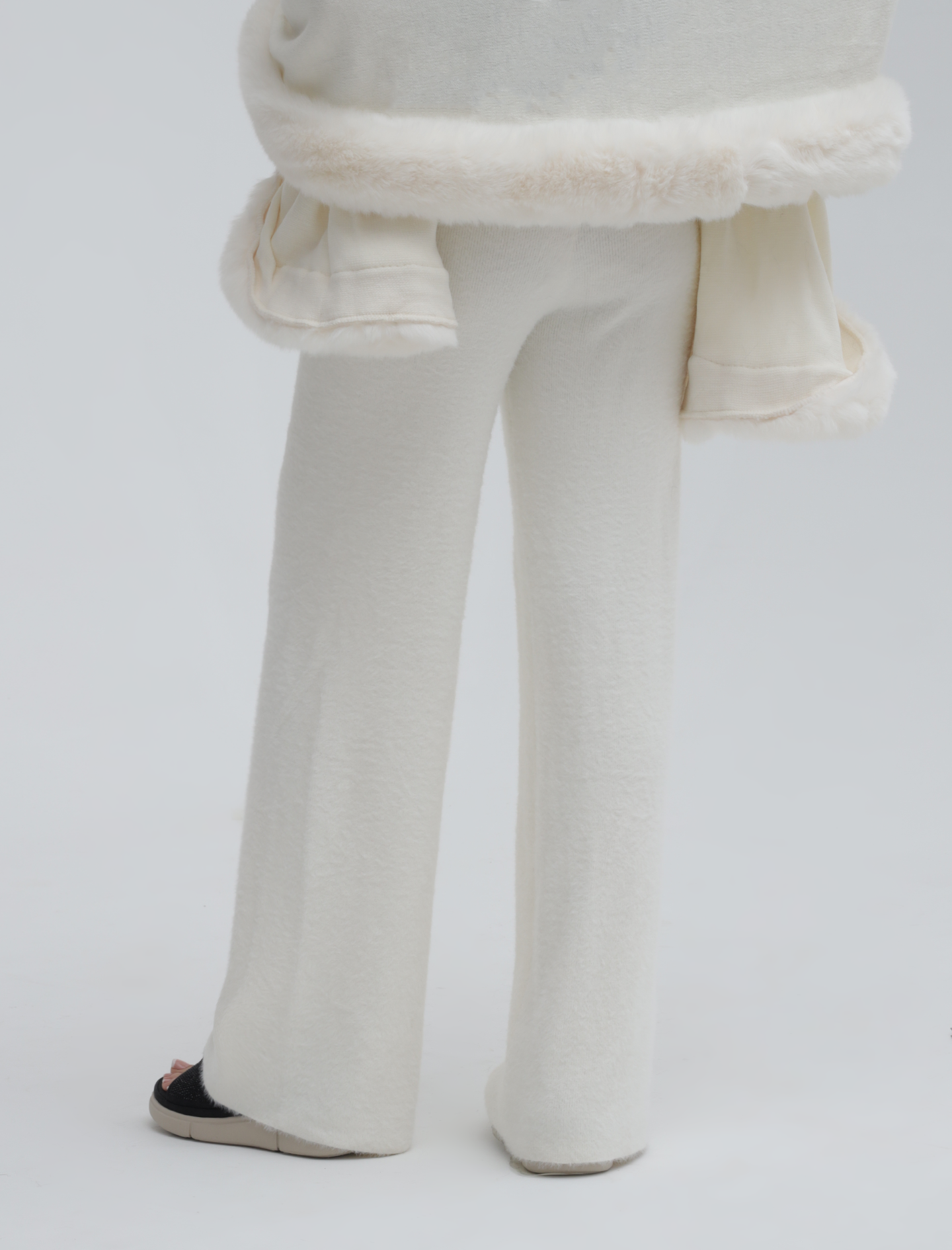 White Cozy Ribbed Trousers