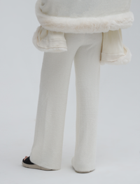 White Cozy Ribbed Trousers